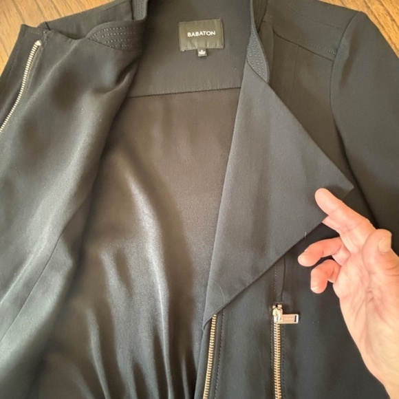 Babaton Aritzia black crop moto asymmetrical zip up blazer jacket size 0 - Picture 14 of 16